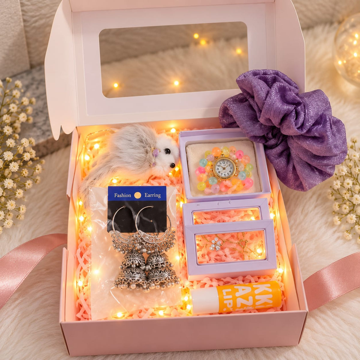 Pastel Rainbow Bracelet Watch & Beauty Gift Box for Women