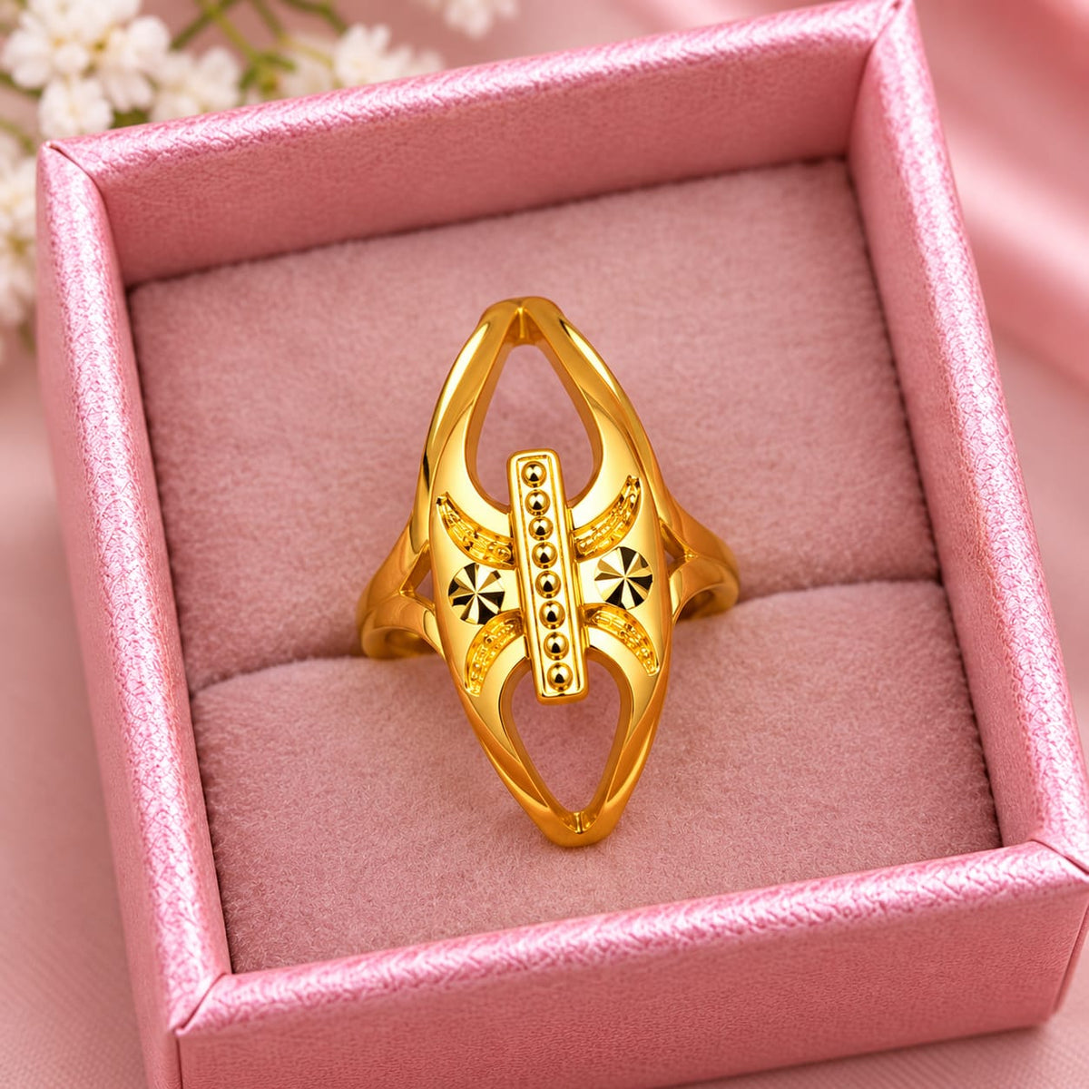 Elegant Golden Floral Ring for Women